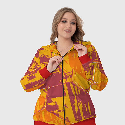 Женский костюм Яркий абстрактный паттерн для спорта / 3D-Красный – фото 3