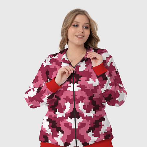 Женский костюм Розовые пиксели камуфляж / 3D-Красный – фото 3