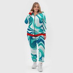 Женский 3D-костюм Кислотно синий белый мраморный фон, цвет: 3D-красный — фото 2