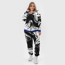 Женский 3D-костюм Чёрно-белая абстракция нейросеть, цвет: 3D-синий — фото 2