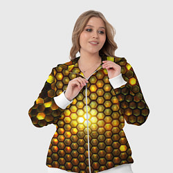 Женский 3D-костюм Металлические соты - роскошный блеск золота, цвет: 3D-белый — фото 2