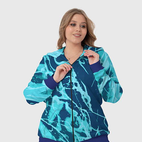 Женский костюм Морской сине-голубой абстракция / 3D-Синий – фото 3