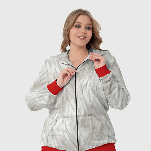 Женский костюм Белый мех кошки / 3D-Красный – фото 3