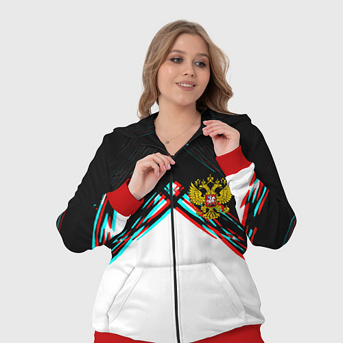 Женский костюм Краски глитч герб РФ / 3D-Красный – фото 3