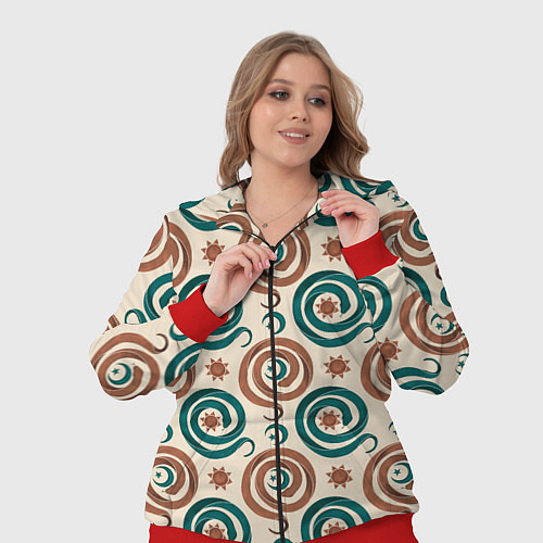 Женский костюм Паттерн со змеями защищающими луну и солнце / 3D-Красный – фото 3