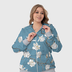 Женский 3D-костюм Цветы акварелью ветки магнолии, цвет: 3D-меланж — фото 2