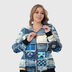 Женский 3D-костюм Minecraft на пэчворк дениме, цвет: 3D-черный — фото 2
