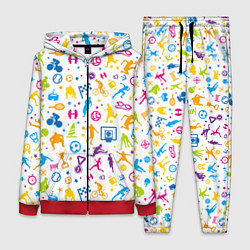 Женский костюм Все виды спорта на белом фоне