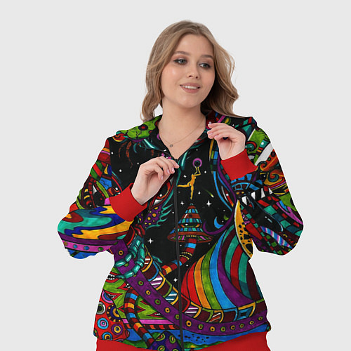 Женский костюм Оптический узор девушка / 3D-Красный – фото 3