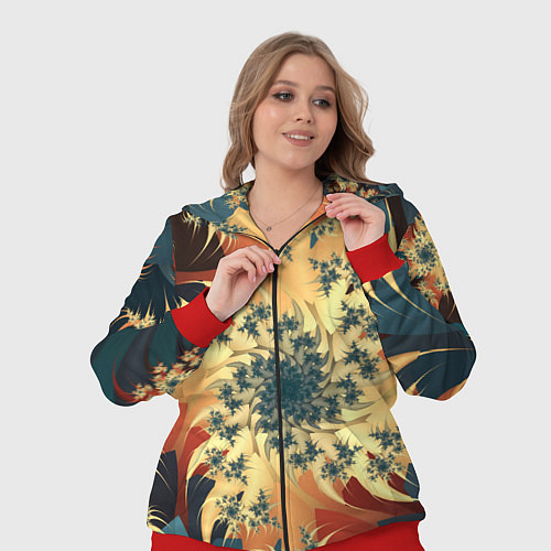 Женский костюм Оптические узоры фракталы / 3D-Красный – фото 3