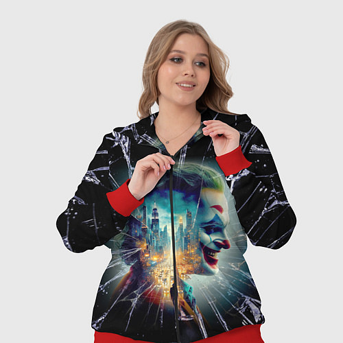 Женский костюм Джокер в мегаполисе - осколки / 3D-Красный – фото 3