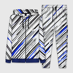 Женский костюм Диагональные чёрно-синие полосы на белом фоне