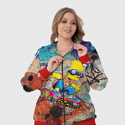 Женский 3D-костюм Bart Simpson on a skateboard - graffiti, цвет: 3D-красный — фото 2