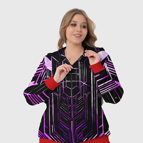 Женский костюм Purple lines on a black background / 3D-Красный – фото 3