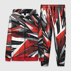 Женский 3D-костюм Чёрно-красно-белая абстракция, цвет: 3D-красный