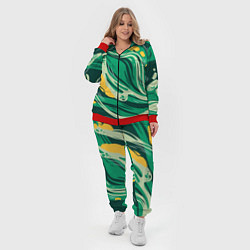 Женский 3D-костюм Абстрактные полосы в зелёных тонах, цвет: 3D-красный — фото 2