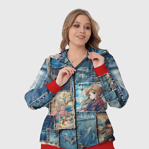 Женский костюм Аниме влюбленные на пэчворк / 3D-Красный – фото 3