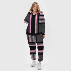 Женский 3D-костюм Розово серый полосатый узор, цвет: 3D-черный — фото 2