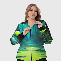 Женский 3D-костюм Зелёная кислотная абстракция, цвет: 3D-черный — фото 2