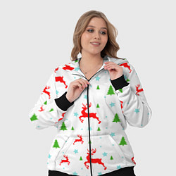 Женский 3D-костюм Новогодние олени с ёлками, цвет: 3D-черный — фото 2