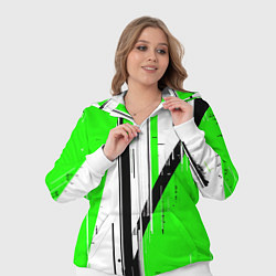 Женский 3D-костюм Black and white vertical stripes on a green backgr, цвет: 3D-белый — фото 2