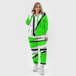 Женский 3D-костюм Black and white vertical stripes on a green backgr, цвет: 3D-белый — фото 2