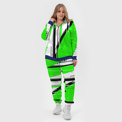 Женский 3D-костюм Black and white vertical stripes on a green backgr, цвет: 3D-синий — фото 2
