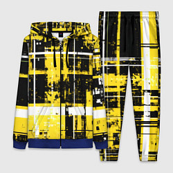 Женский 3D-костюм Жёлто-белый гранж на чёрном фоне, цвет: 3D-синий