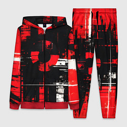 Женский костюм Красно-белый гранж на чёрном фоне