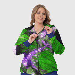 Женский 3D-костюм Фиолетовый минерал в зелёном камне, цвет: 3D-синий — фото 2