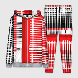 Женский костюм Белые полосы на чёрно-красном фоне