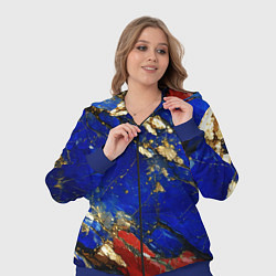 Женский 3D-костюм Золотой и красный минерал в синем камне, цвет: 3D-синий — фото 2