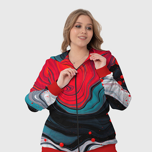 Женский костюм Абстракция эбру / 3D-Красный – фото 3