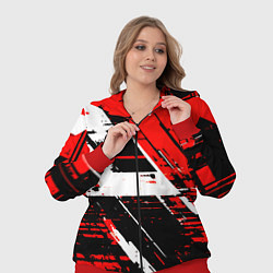 Женский 3D-костюм Diagonal black and white stripes on a red backgrou, цвет: 3D-красный — фото 2