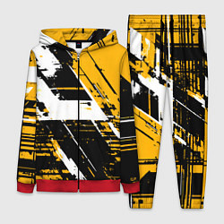 Женский костюм Diagonal black and white stripes on a yellow backg