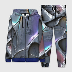 Женский 3D-костюм Полированный серебряный металл, цвет: 3D-синий