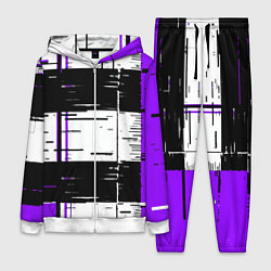 Женский костюм Чёрные и фиолетовые полосы на белом фоне