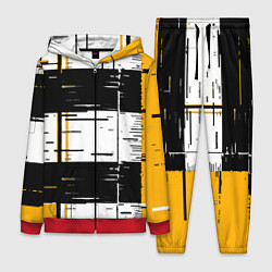 Женский 3D-костюм Жёлтые и чёрные полосы на белом фоне, цвет: 3D-красный
