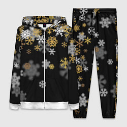 Женский 3D-костюм Снежинки объемные золотистые, цвет: 3D-белый