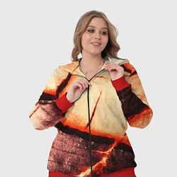 Женский 3D-костюм Трещины на абстрактном красном фоне, цвет: 3D-красный — фото 2