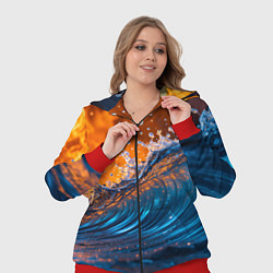 Женский 3D-костюм Волна и огонь, цвет: 3D-красный — фото 2