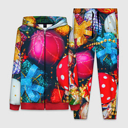 Женский 3D-костюм Новогодние ёлочные игрушки, цвет: 3D-красный