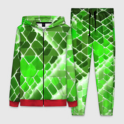 Женский 3D-костюм Зелёные рельефные плитки и белое свечение, цвет: 3D-красный