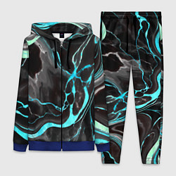 Женский 3D-костюм Голубые флюиды на чёрном фоне, цвет: 3D-синий