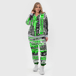 Женский 3D-костюм Киберпанк паттерн зелёный, цвет: 3D-меланж — фото 2