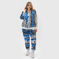 Женский 3D-костюм Киберпанк паттерн синий, цвет: 3D-белый — фото 2