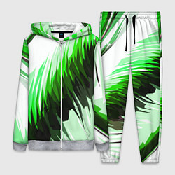 Женский костюм Чёрно-зелёные острые полосы на белом фоне