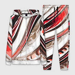 Женский костюм Волнистая бело-красная абстракция