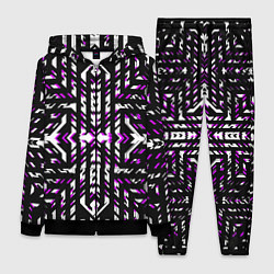 Женский костюм Чёрно-фиолетовые диагональные полосы на белом фоне