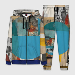 Женский 3D-костюм Абстрактный ретро коллаж, цвет: 3D-синий